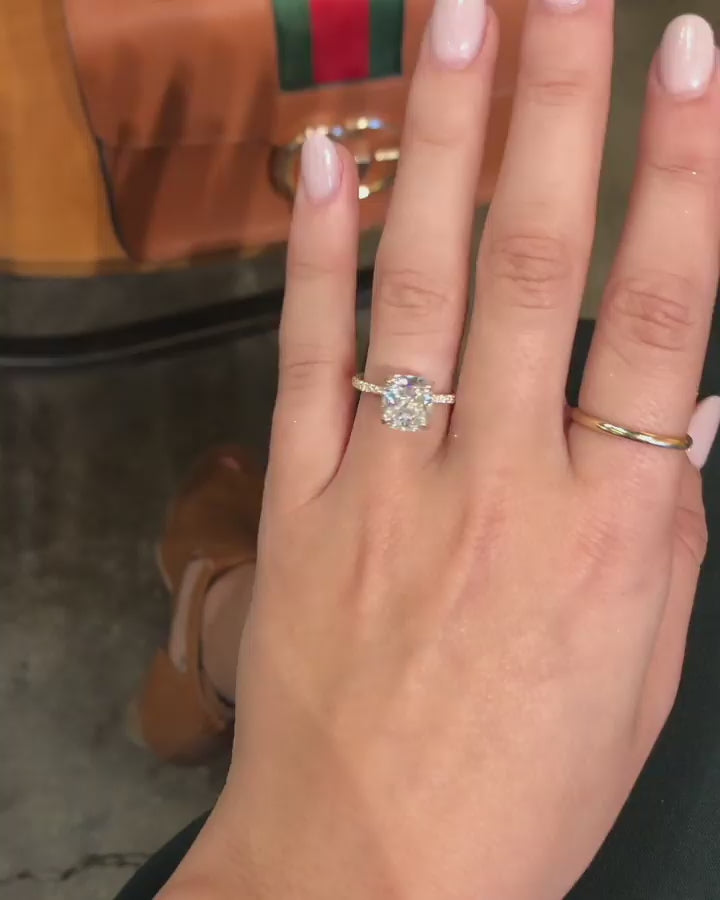 1.77 - 3.77 CT Cushion Pave Moissanite Engagement Ring
